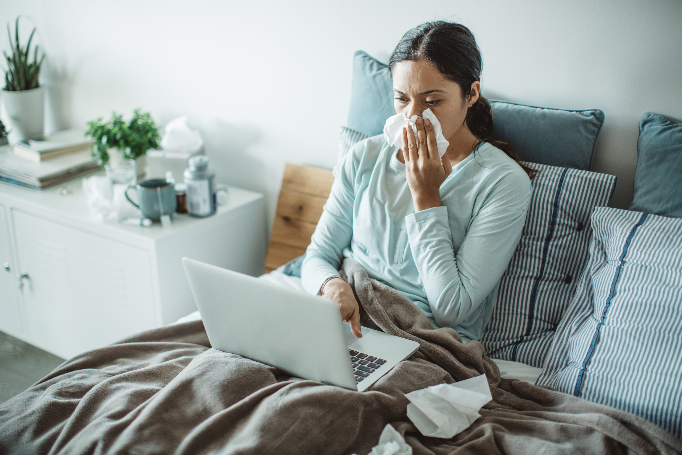 Common cold in bed